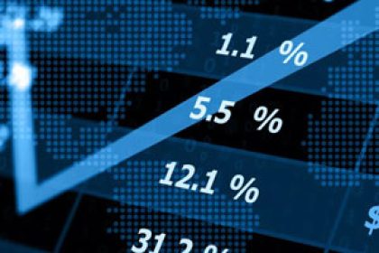 Financial data display showing percentage changes and trend arrows